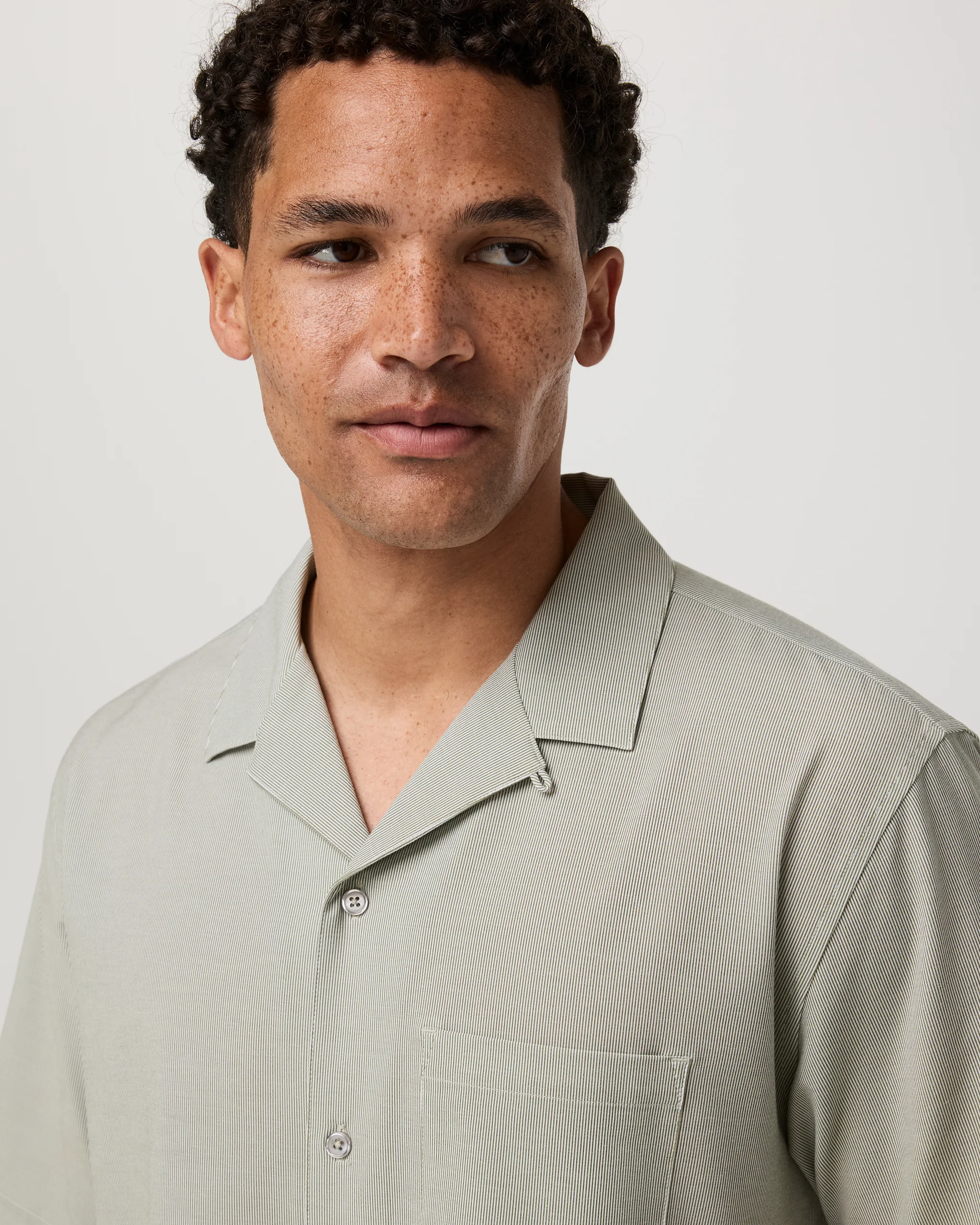 8430-short-sleeve-bridge-shirt-camp-collar-herb-micro-stripe-2.webp Short Sleeve Bridge Shirt - Camp Collar | Herb Micro Stripe
