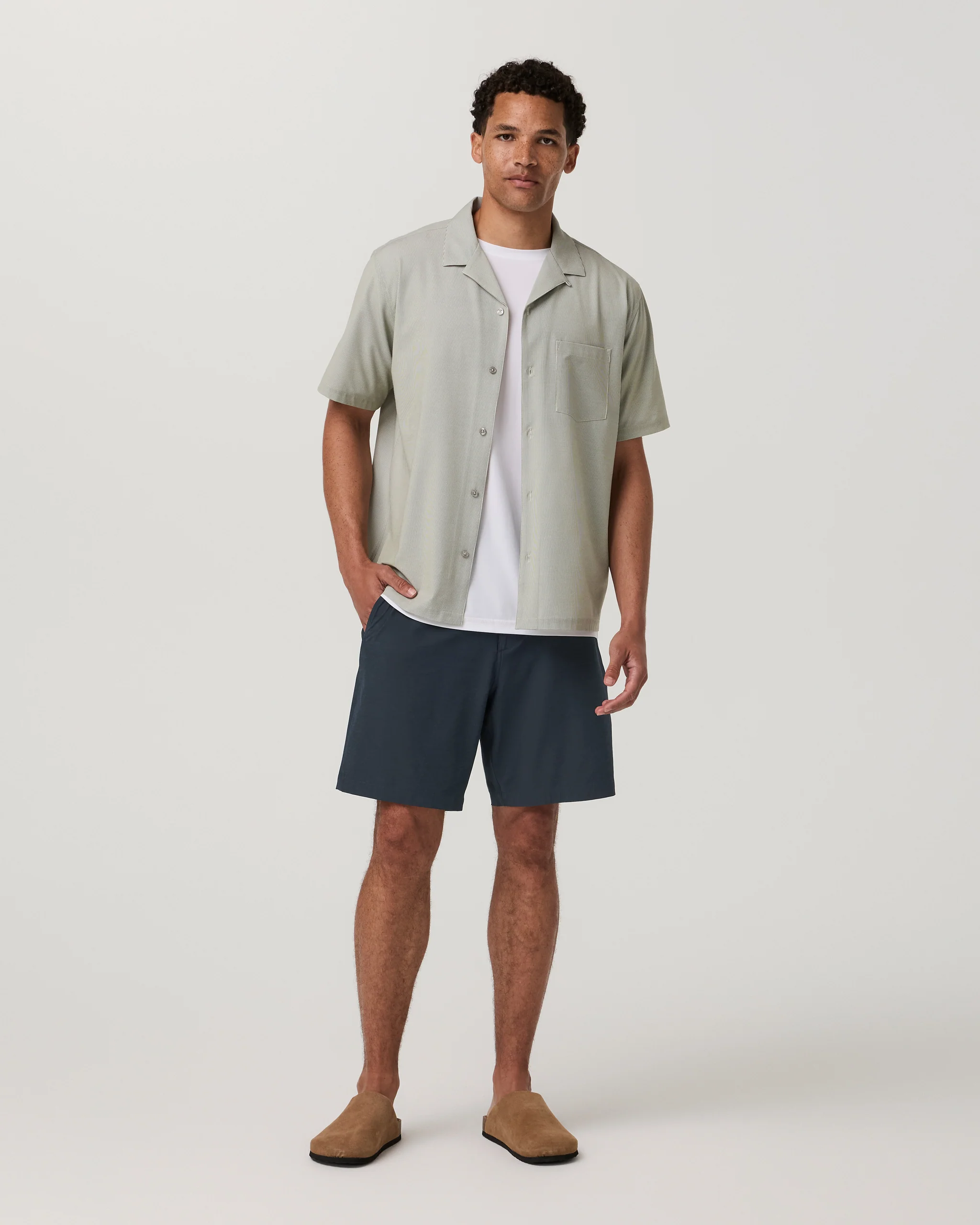 8430-short-sleeve-bridge-shirt-camp-collar-herb-micro-stripe-3.webp Short Sleeve Bridge Shirt - Camp Collar | Herb Micro Stripe