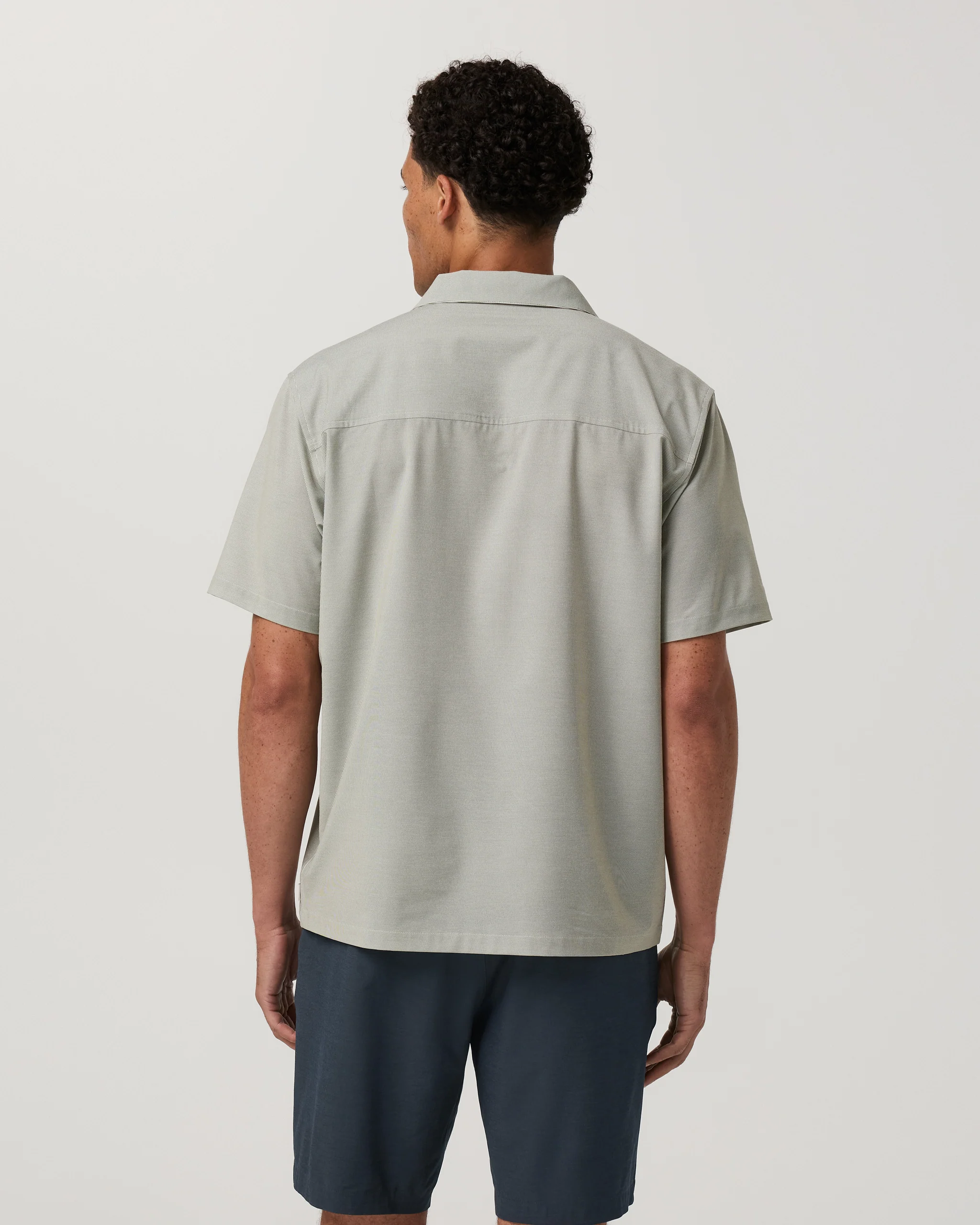 8430-short-sleeve-bridge-shirt-camp-collar-herb-micro-stripe-5.webp Short Sleeve Bridge Shirt - Camp Collar | Herb Micro Stripe