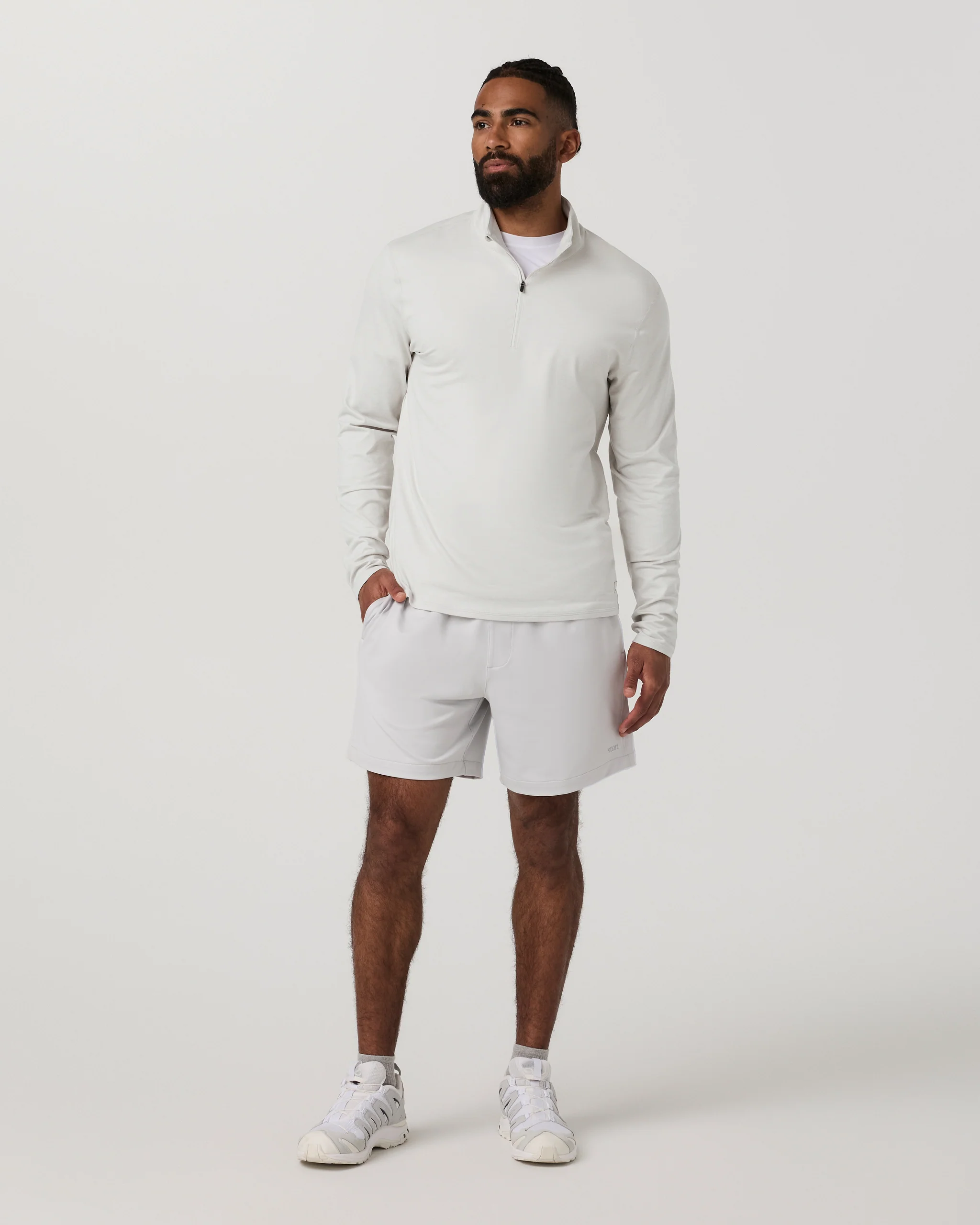 8497-ponto-half-zip-mock-neck-salt-heather-4.webp Ponto Half Zip Mock Neck | Salt Heather