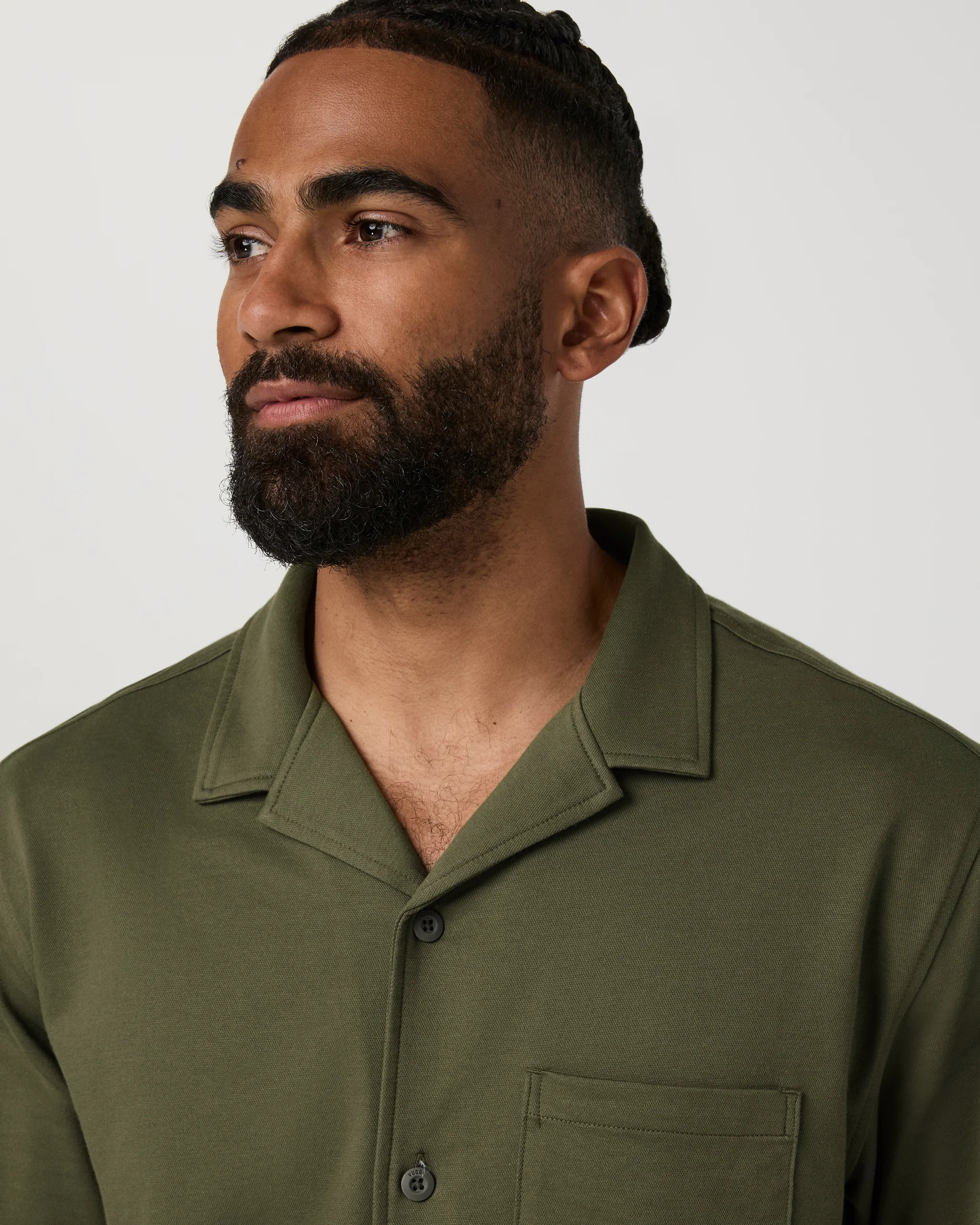 Short Sleeve Knit Oxford Camp Collar Button Down | Herb