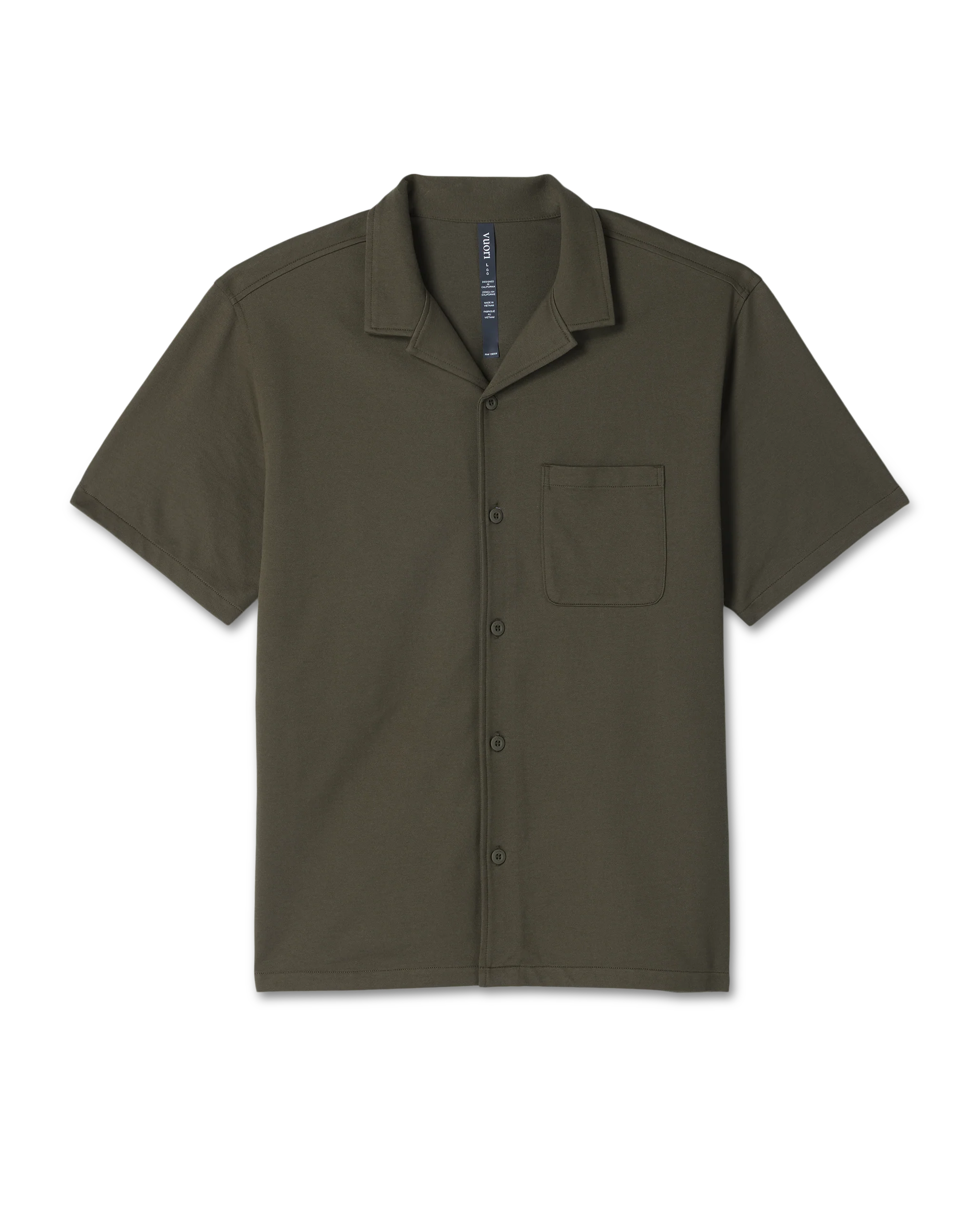 Short Sleeve Knit Oxford Camp Collar Button Down | Herb