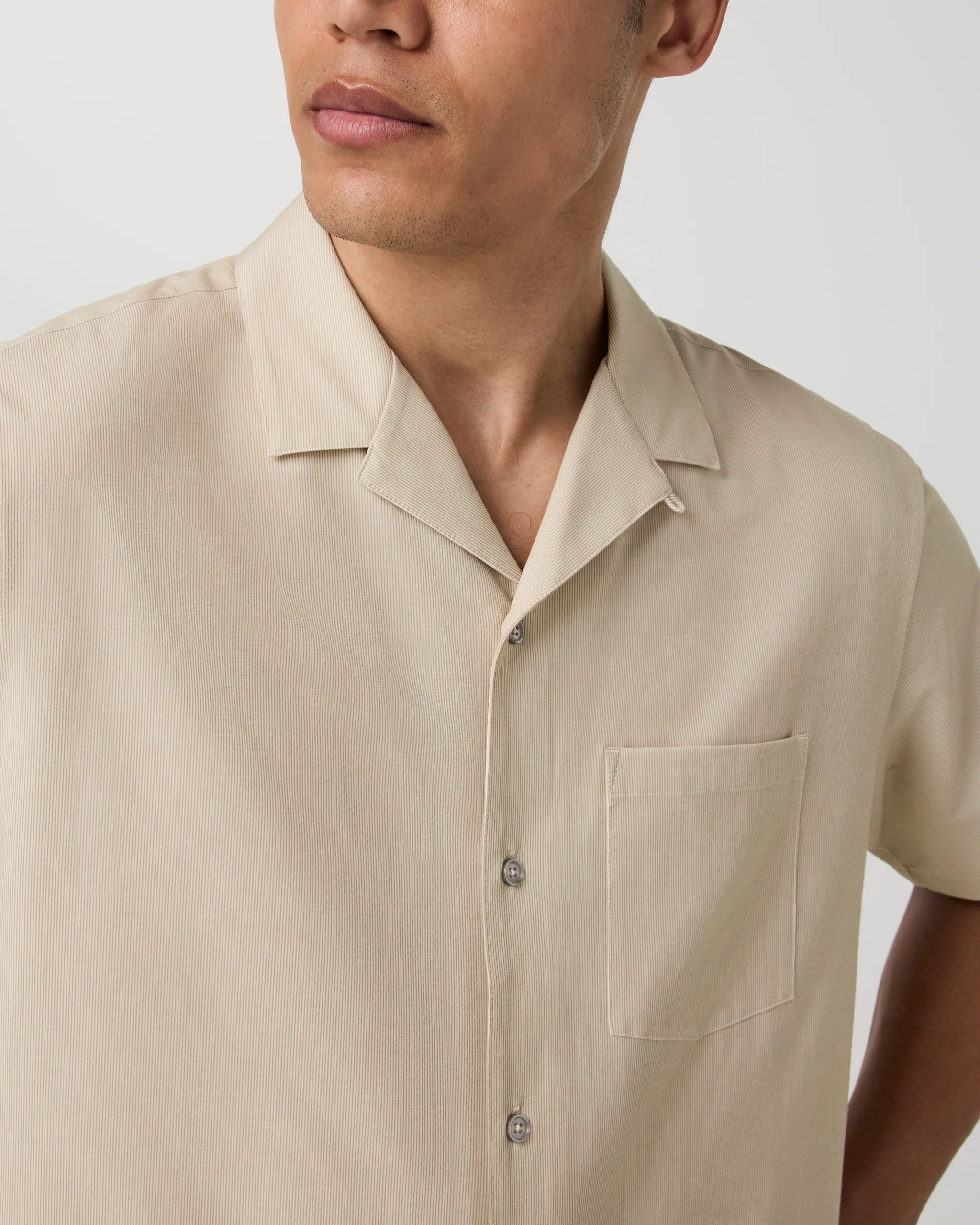 8887-short-sleeve-bridge-shirt-camp-collar-golden-brown-micro-stripe-2.webp Short Sleeve Bridge Shirt - Camp Collar | Golden Brown Micro Stripe